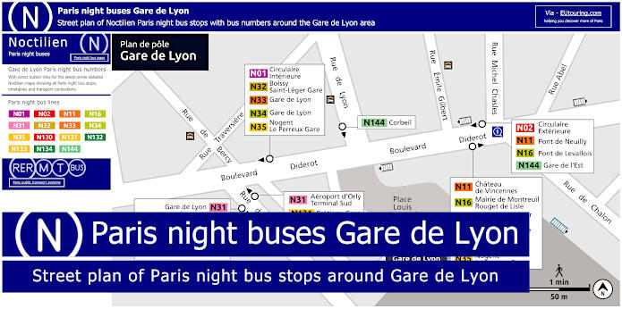 Paris night buses Gare de Lyon