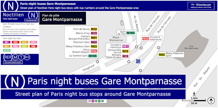 Paris night buses Gare Montparnasse