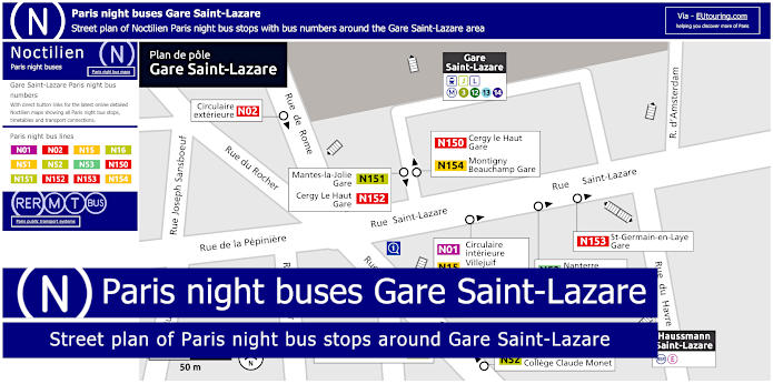 Paris night buses Gare Saint-Lazare