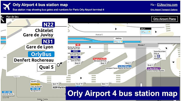 Orly Airport 4 bus station map