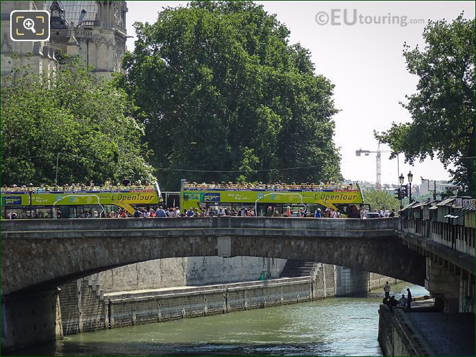 Tourist on the Petit Pont in Paris