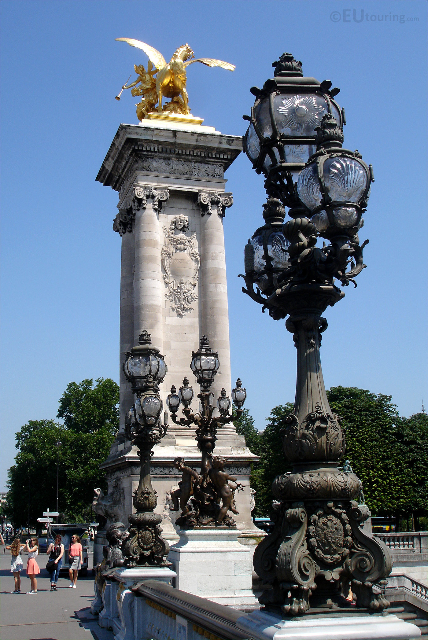 Alexandre III Bridge Golden Statue In Paris Stock Image 