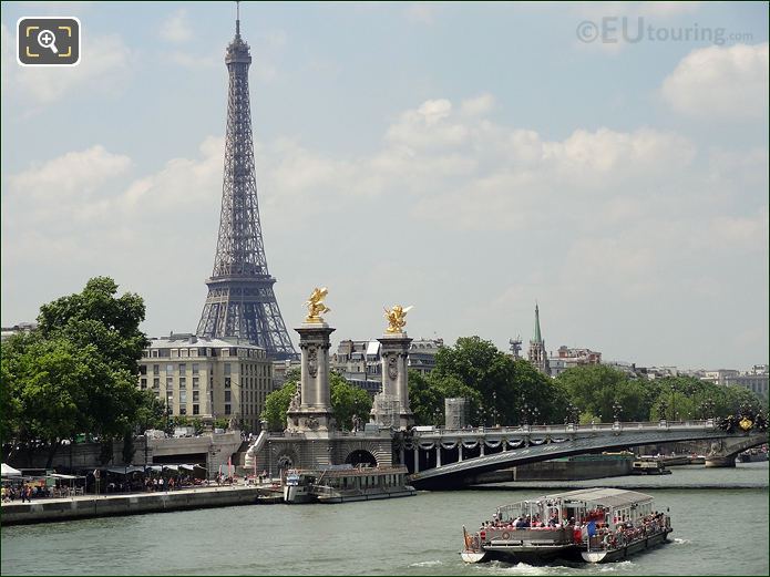 River Seine cruise boat and Pont Alexandre III