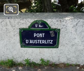 Pont d'Austerlitz plaque 5th Arrondissement