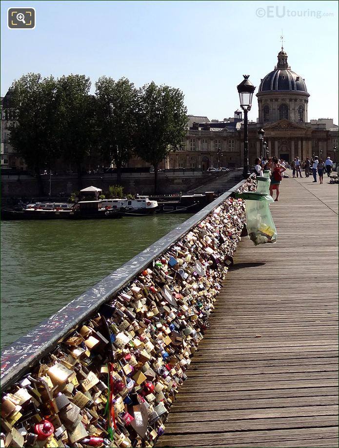 Love locks attached to the Bridge of Love