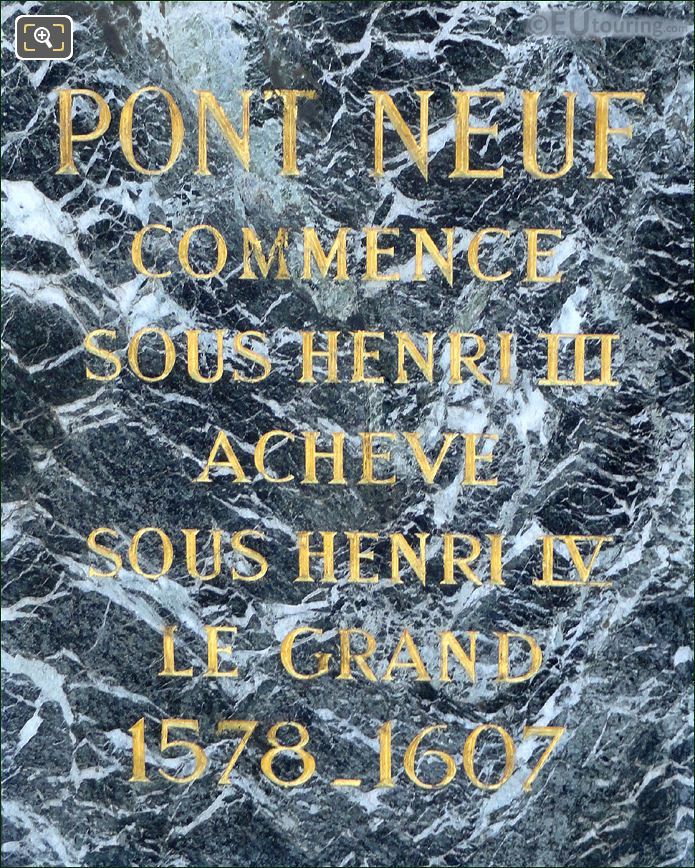 Pont Neuf plaque with history