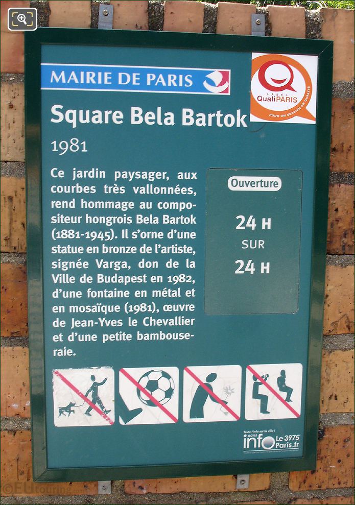 Square Bela Bartok tourist info board