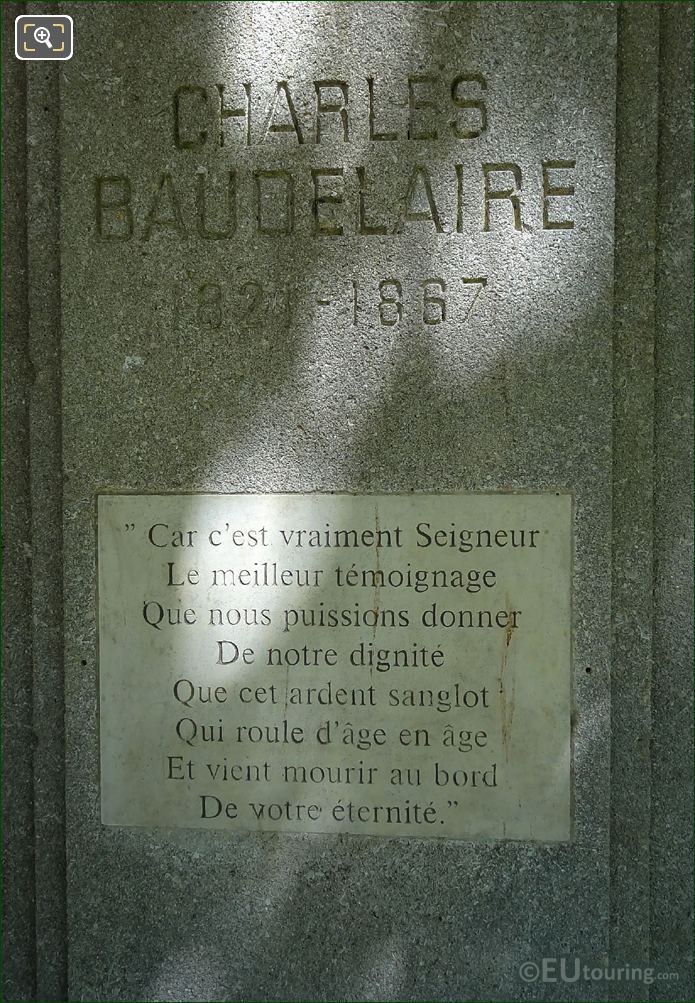 Inscriptions on Charles Baudelaire monument