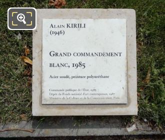 Information plaque Grand Commandement Blanc sculptures