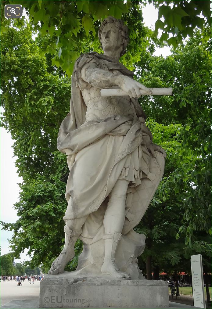 Julius Caesar statue holding marshals baton