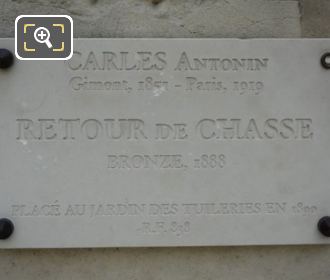 Stone plaque on Retour de Chasse pedestal