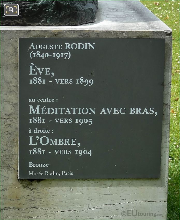 Name plaque for the Meditation Avec Bras statue