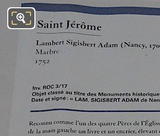 Tourist info board for Saint Jerome statue in Paris