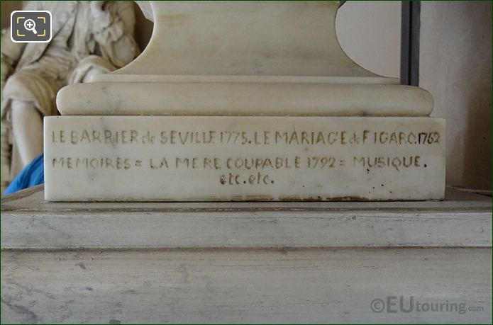 Beaumarchais bust The Marriage of Figaro Produced in 1762 inscription