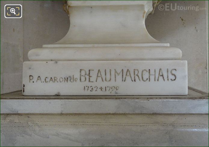 P A Caron de Beaumarchais inscription on marble bust