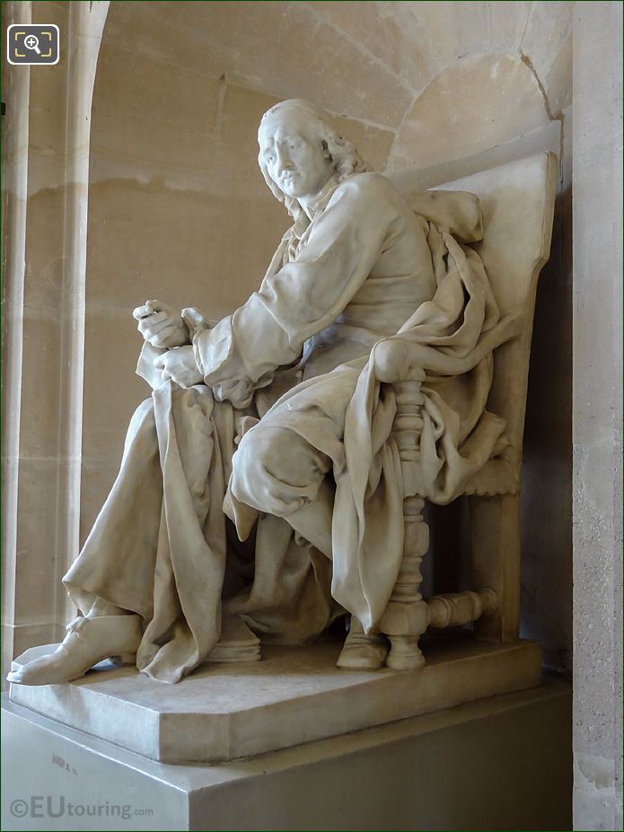 Left side of Pierre Corneille statue in Comedie Francaise foyer
