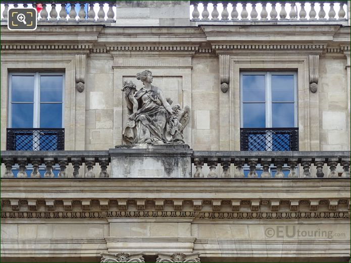 La Liberalite statue on 3rd level Palais Royal balustrade