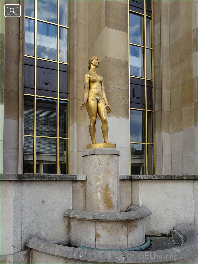 Le Printemps statue on stone pedestal