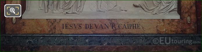 Jesus Devant Caiphe frame inscription under sculpture