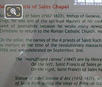Info board for Jesus Accable d'Outrages sculpture at Eglise Saint-Roch