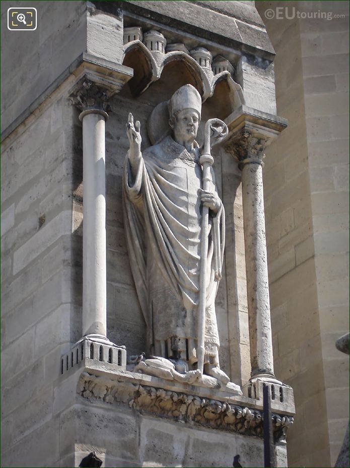 Bishop statue on Notre Dames south bell tower