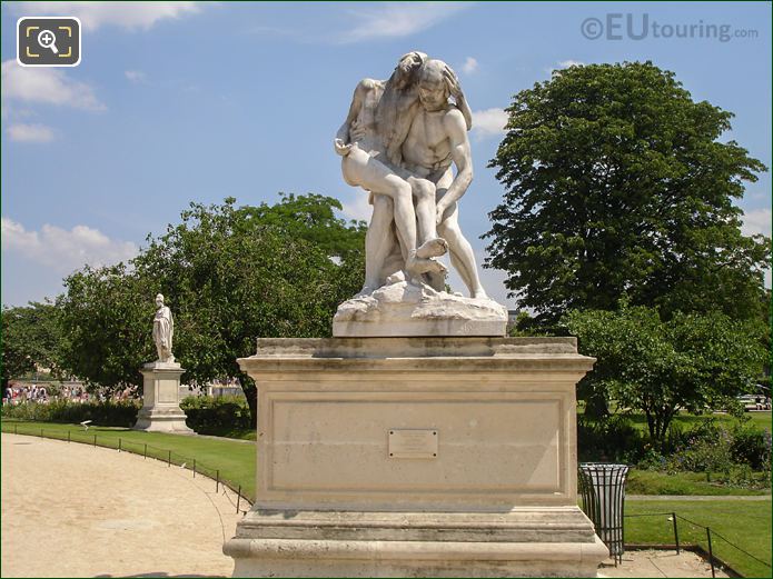 Front of Le Bon Samaritain statue and pedestal