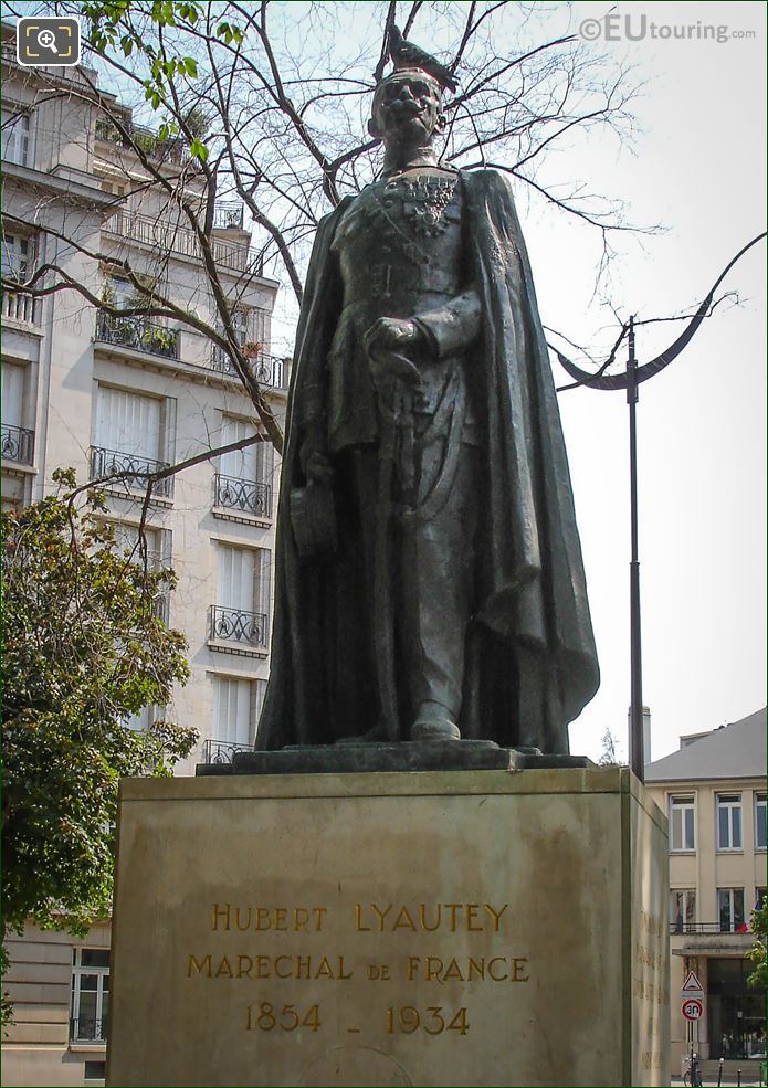 Hubert Lyautey statue inside Denys Cochin square in Paris