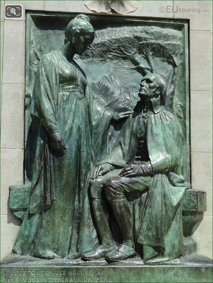 Bronze bas relief on Jean Baptiste Lamarck statue