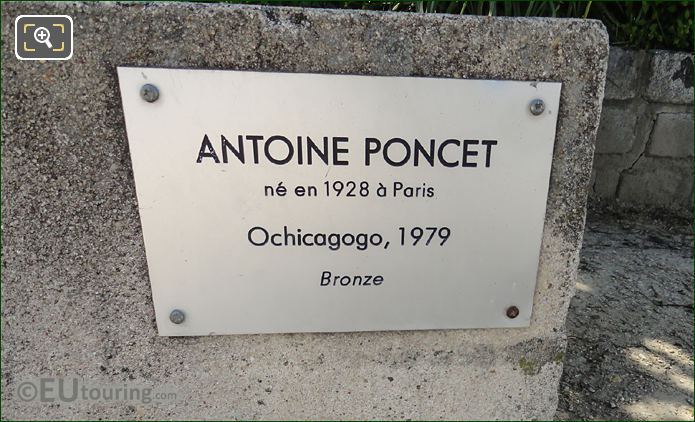 Plaque for Antoine Poncet's sculpture Ochicagogo