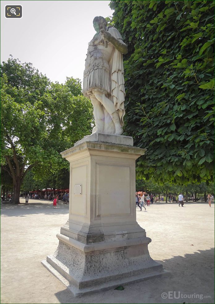 Julius Caesar statue and Grand Allee in Tuileries Garden
