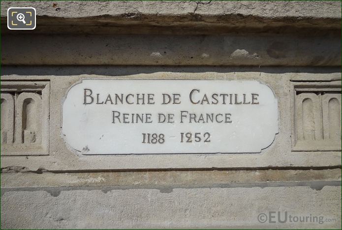 Plaque for Blanche of Castile statue
