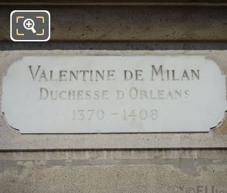 Inscriptions on Valentine de Milan statue