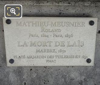 Tourist information plaque Mort de Lais statue