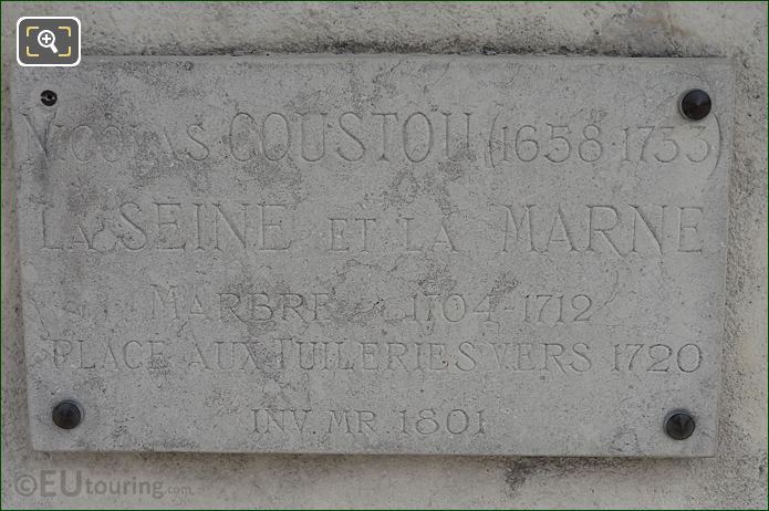 Tourist info plaque on La Seine et la Marne statue