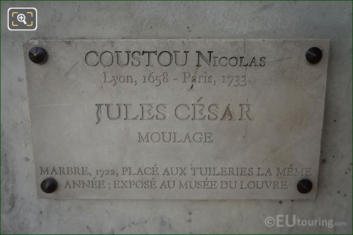 Date and name plaque on Julius Caesar statue