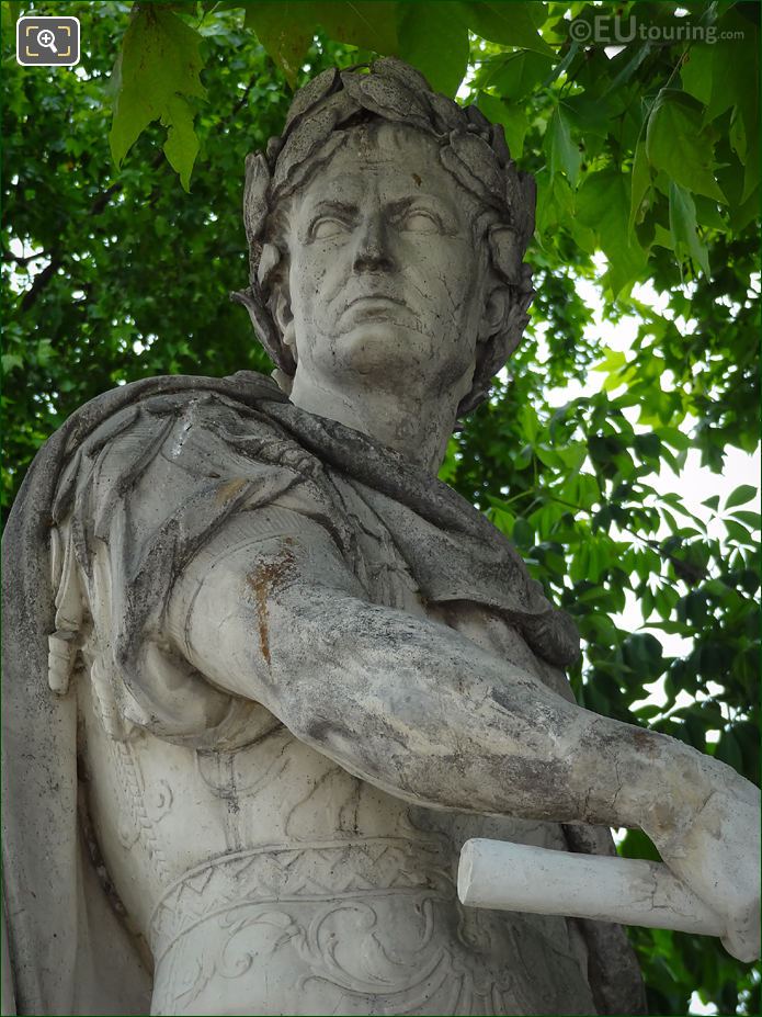 View of head on the Julius Caesar statue