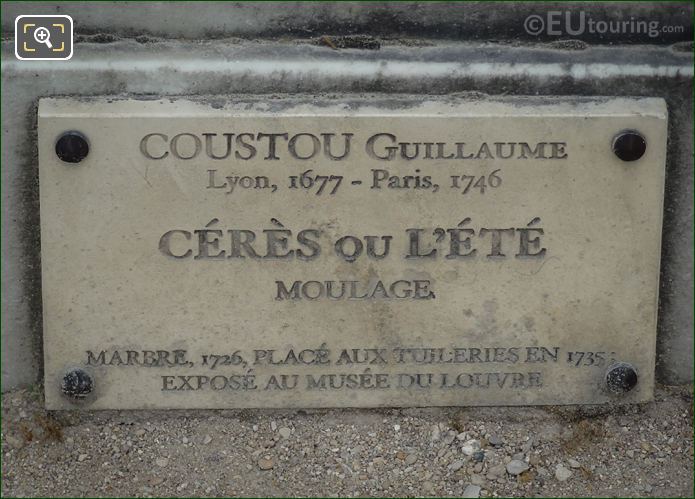 Information plaque for the Ceres statue