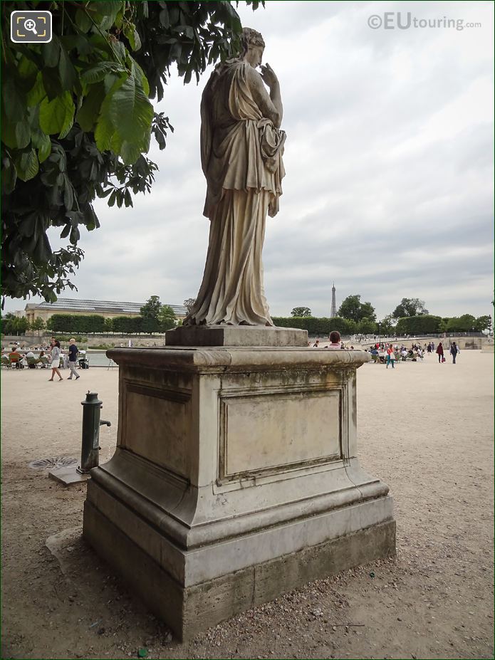 Marble statue of Veturie on pedestal in Tuileries Gardens