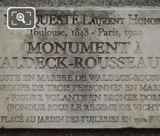 Plaque on Waldeck-Rousseau monument