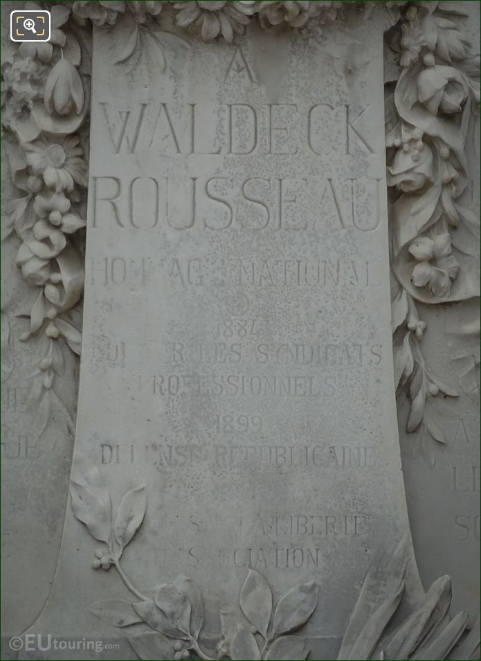 Waldeck-Rousseau monument central front inscription