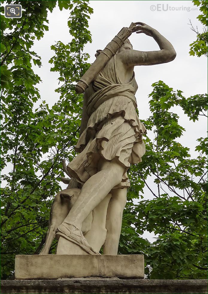 Side view of Goddess of the Hunt statue Diane a la Biche