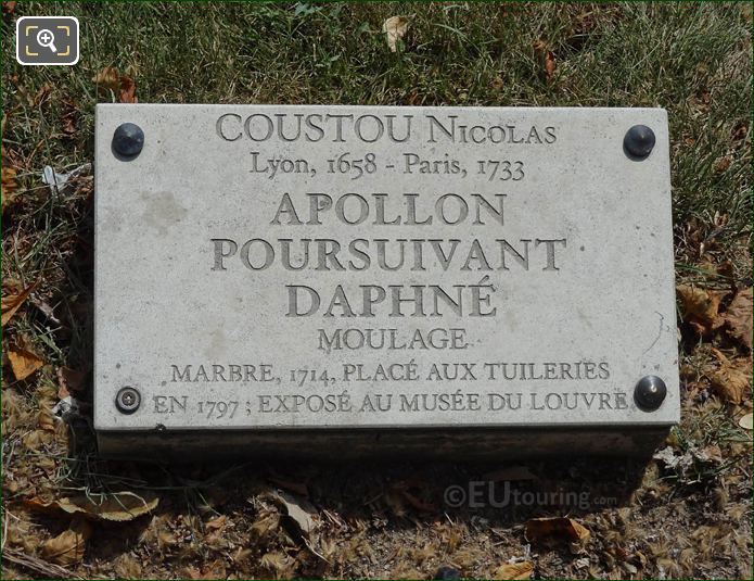 Tourist information plaque Apollo statue