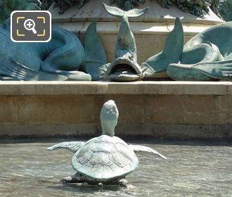 Dolphin and turtle statue on l'Observatoire water fountain