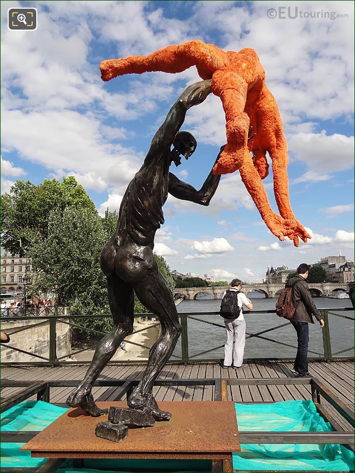 Go Away, Go Away, My Sweet Satan sculpture on Pont des Arts
