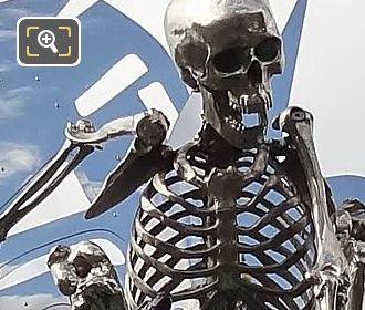 Skeleton on Colin Maillard sculpture on Pont des Arts