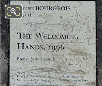 Tourist info plaque for 1996 The Welcoming Hands sculptures