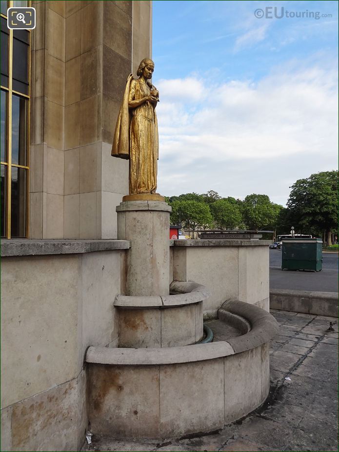 Statue Les Oiseaux on pedestal RHS