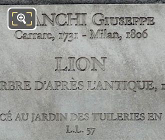 Tourist info plaque for SW Lion statue by Giuseppe Franchi