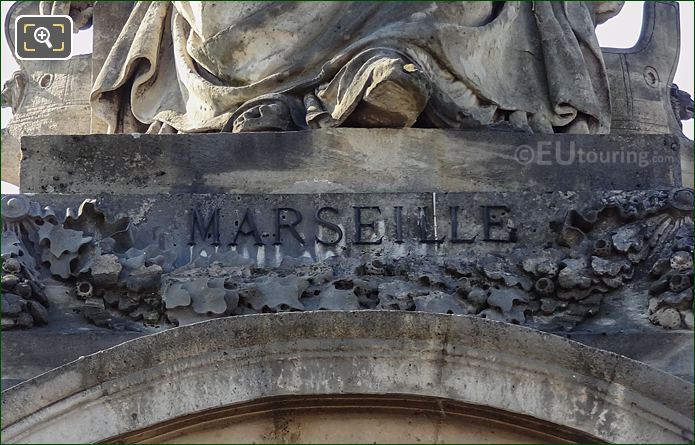 Marseille inscription on statue pedestal pavilion