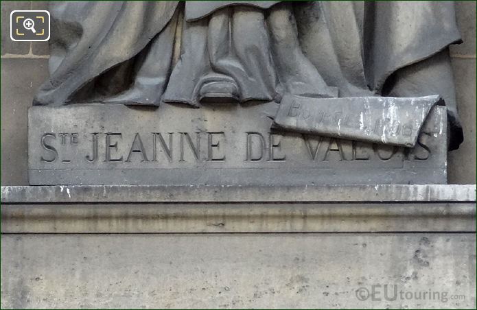 Saint Jeanne de Valois inscription